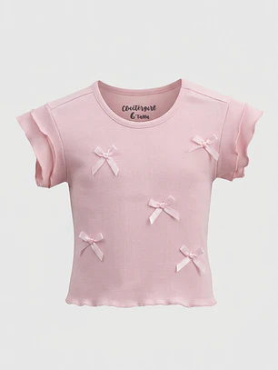 Polera Coquette Niña Rosado