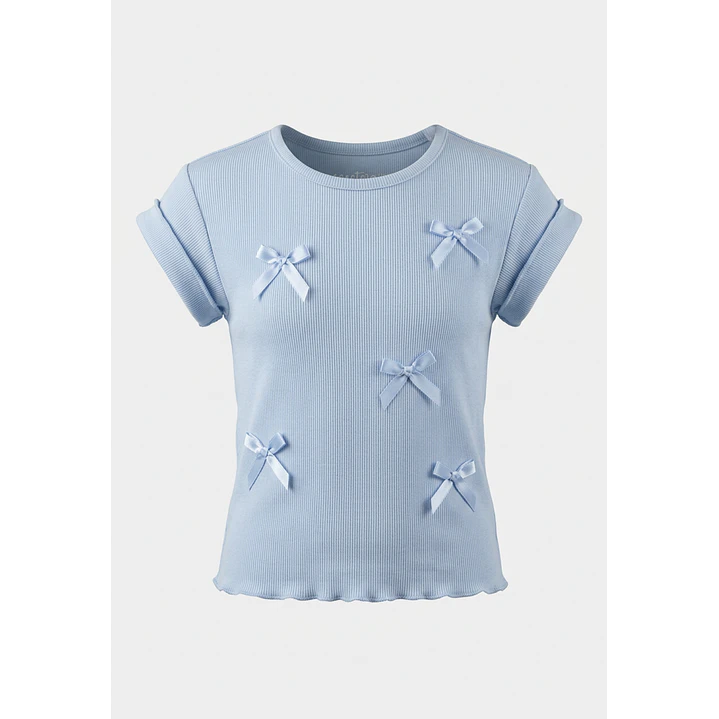 Polera Coquette Niña Celeste 1