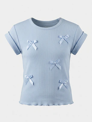 Polera Coquette Niña Celeste