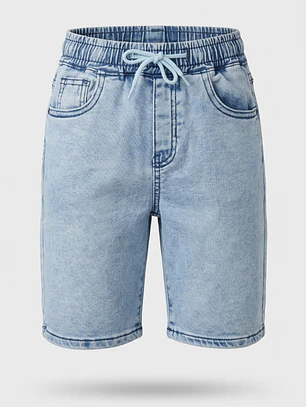 Bermuda Denim Elasticado Niño Azul