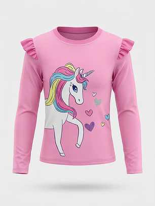 Traje Baño Bikini Unicornio Niña Rosado
