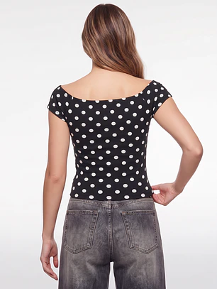 Polera Lunares Mujer Negro
