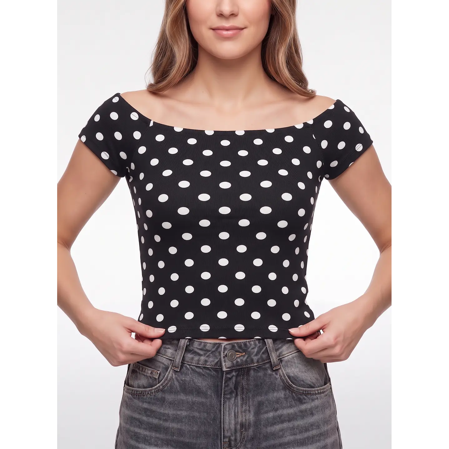 Polera Lunares Mujer Negro 4