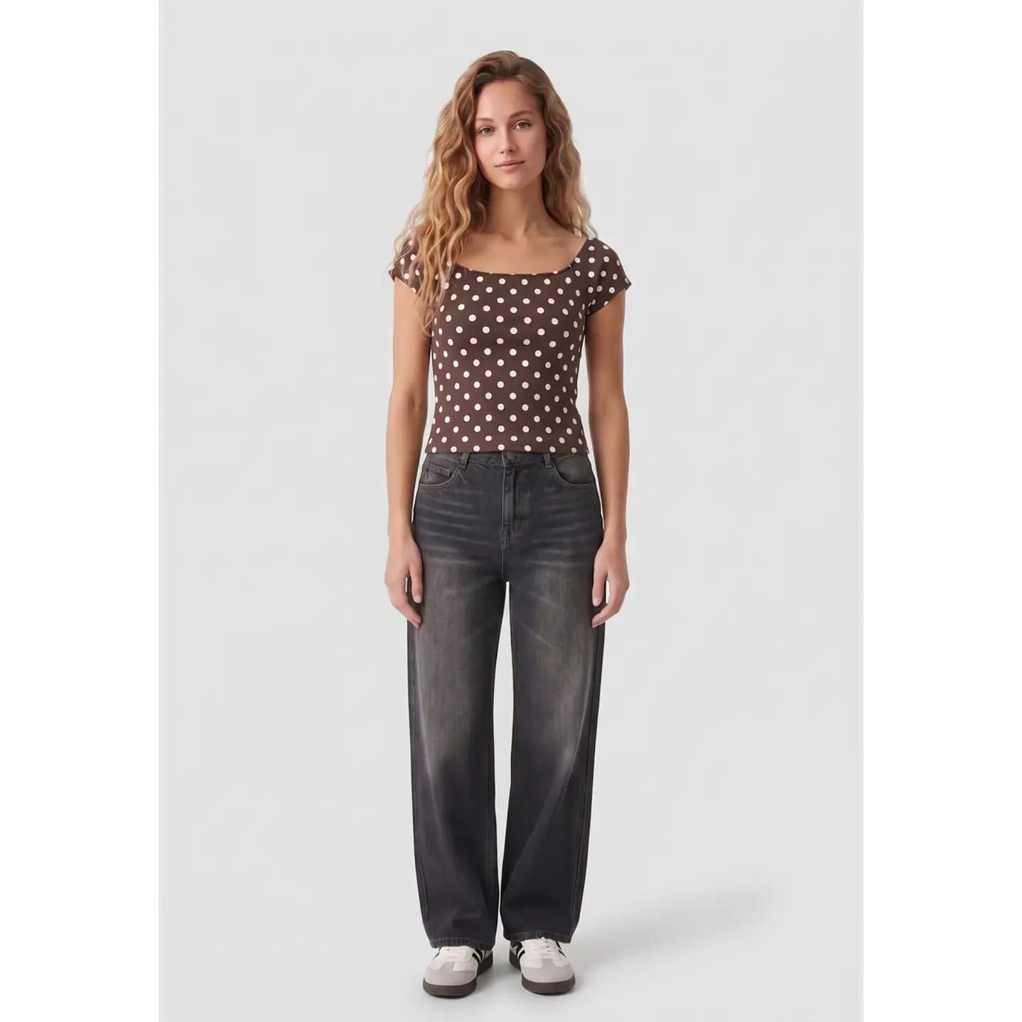 Polera Lunares Mujer Café 3