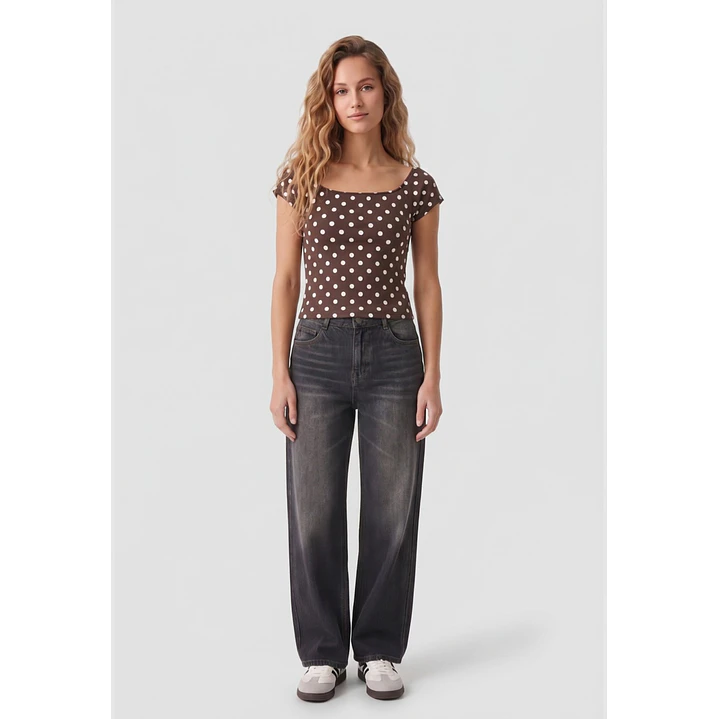 Polera Lunares Mujer Café 3