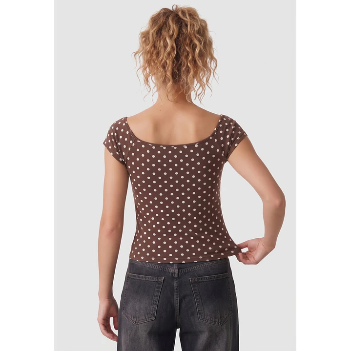 Polera Lunares Mujer Café 2