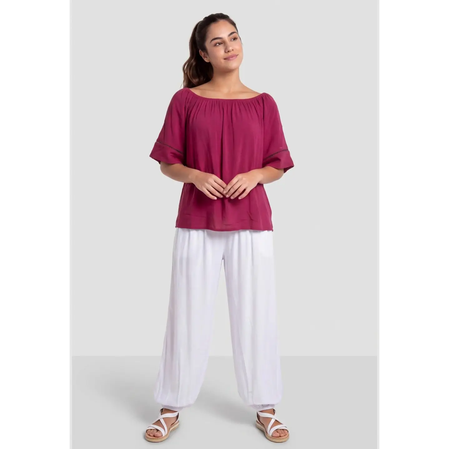 Blusa Elasticada Mujer Fucsia 3