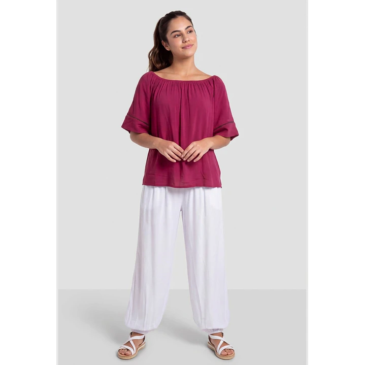 Blusa Elasticada Mujer Fucsia 3