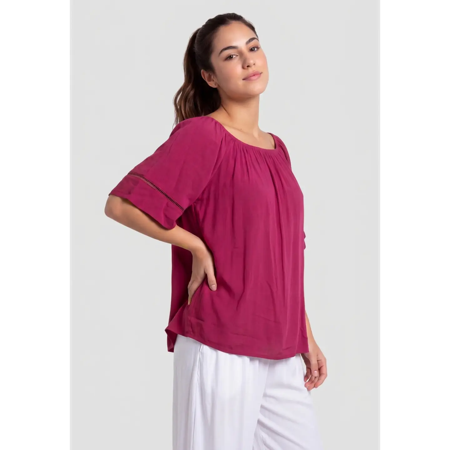 Blusa Elasticada Mujer Fucsia 1