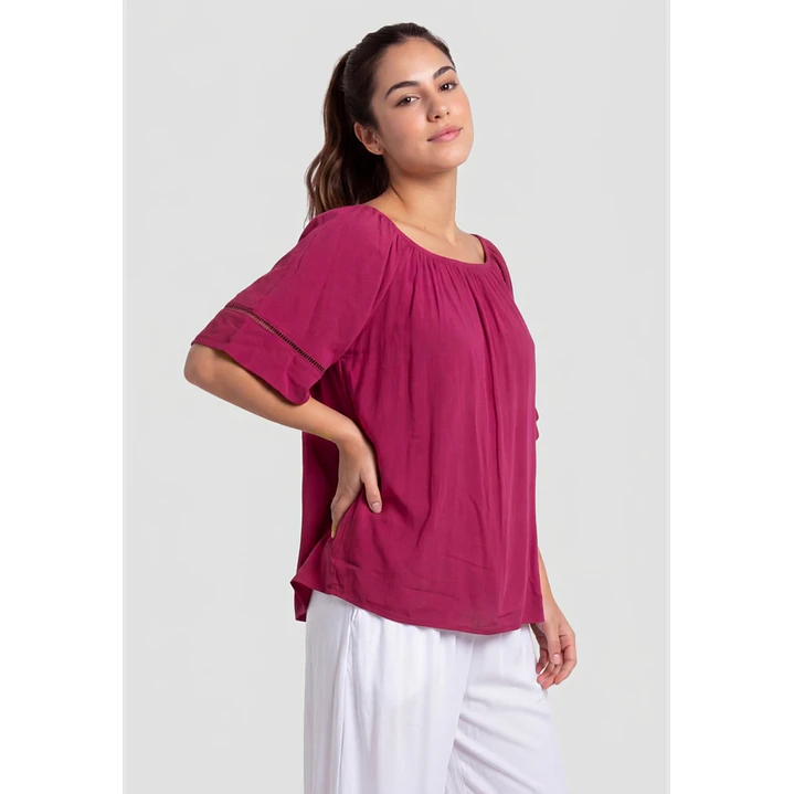 Blusa Elasticada Mujer Fucsia 1