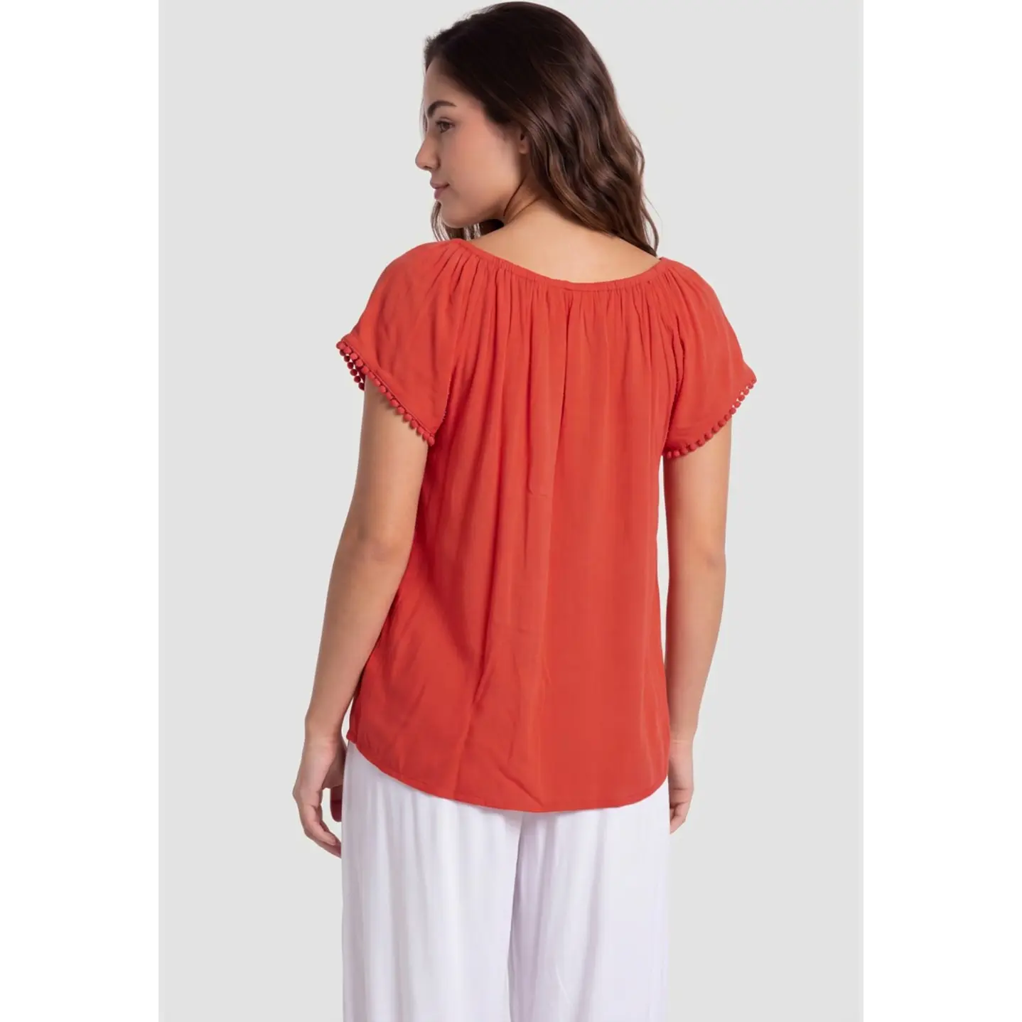 Blusa Elasticada Mujer Rojo 2
