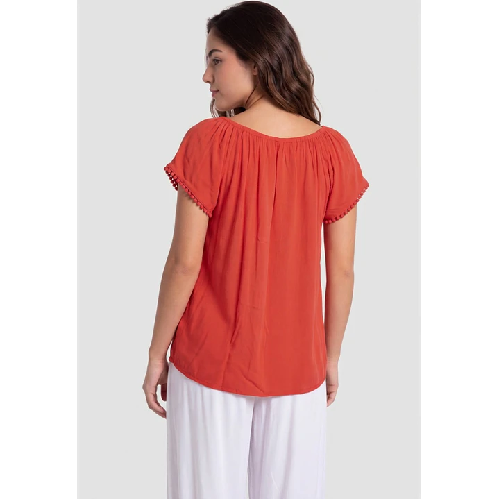 Blusa Elasticada Mujer Rojo 2