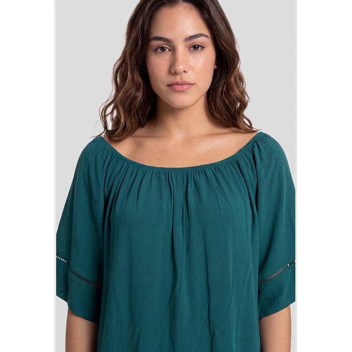 Blusa Elasticada  Mujer Petroleo 4