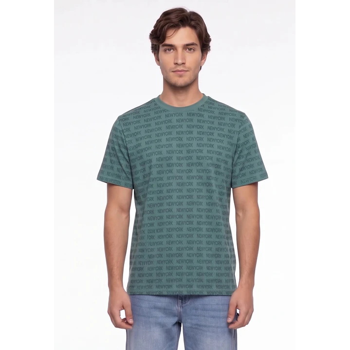 Polera New york Hombre Verde 1