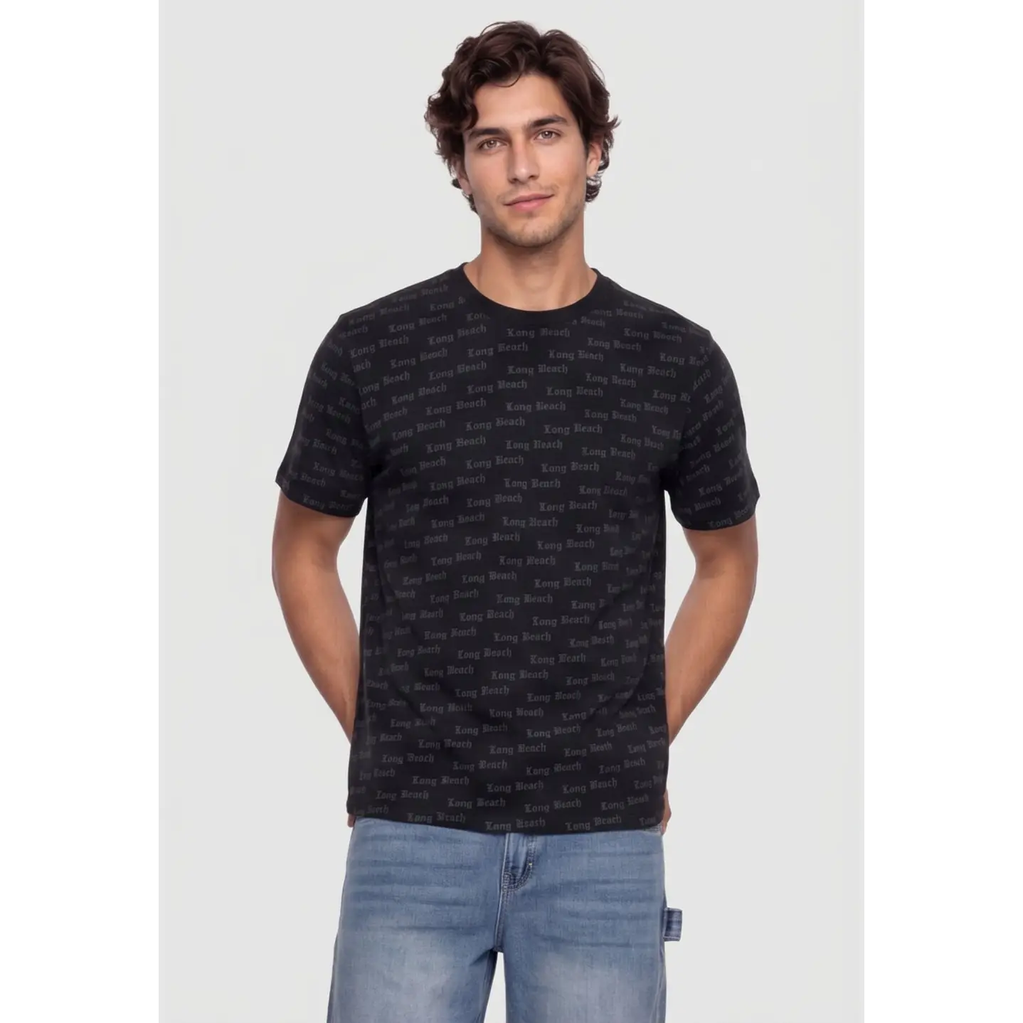 Polera Long Beach Hombre Negro 1