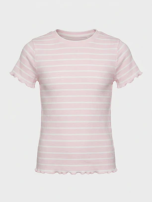 Polera Rib Rulet Niña Rosado