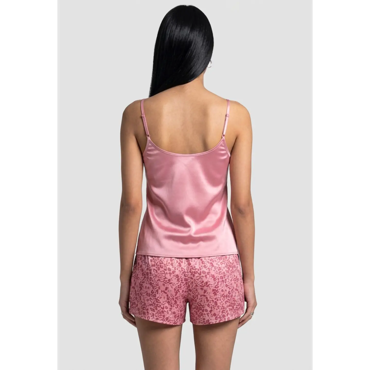 Pijama Corto Satin Mujer Rosado 2