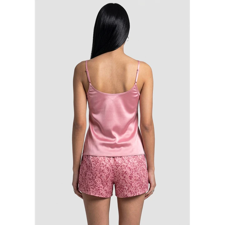 Pijama Corto Satin Mujer Rosado 2