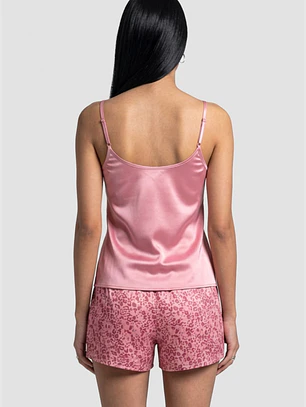 Pijama Corto Satin Mujer Rosado