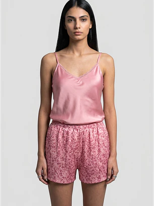 Pijama Corto Satin Mujer Rosado