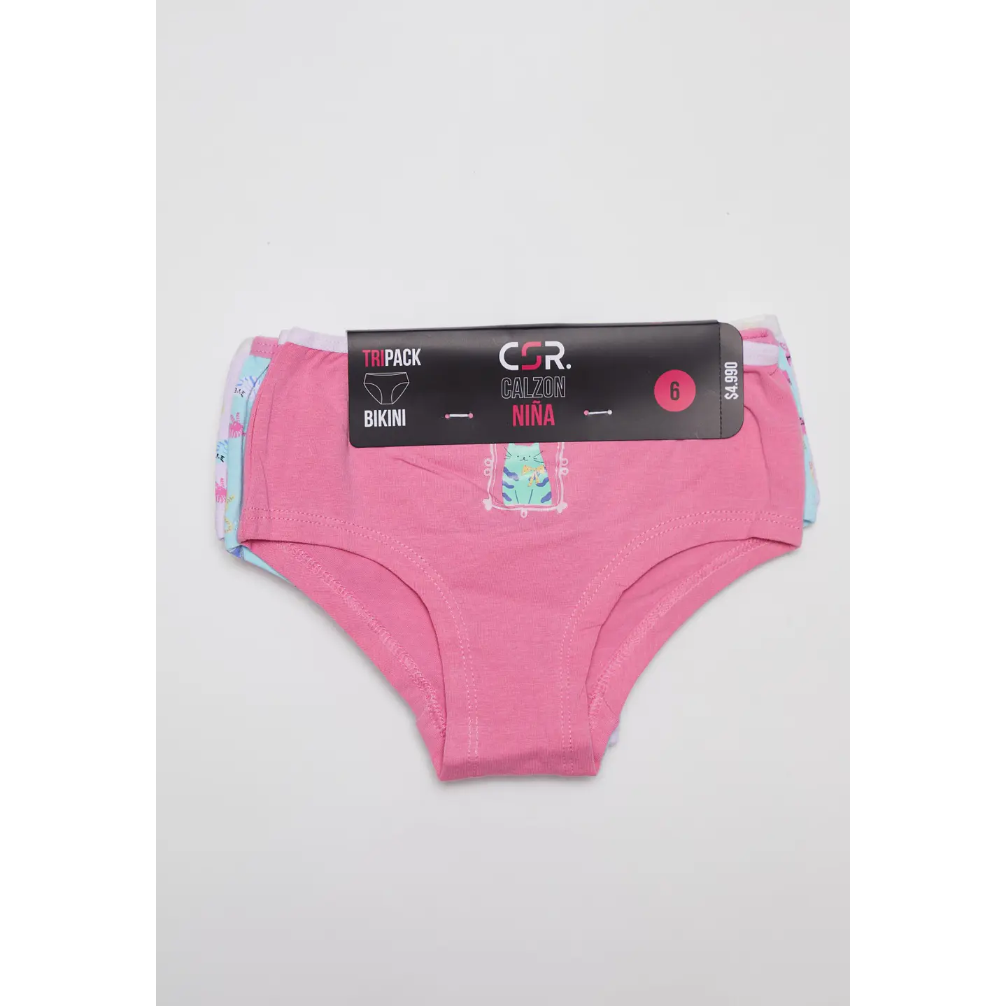 Calzón Tripack Bikini Niña Rosado 2