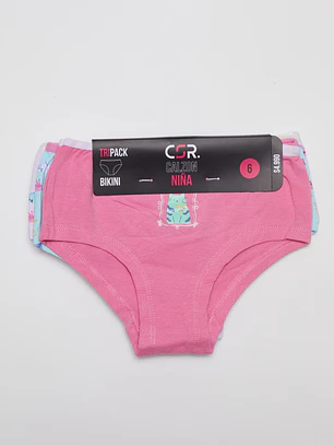 Calzón Tripack Bikini Niña Rosado