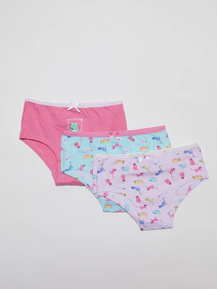 Calzón Tripack Bikini Niña Rosado
