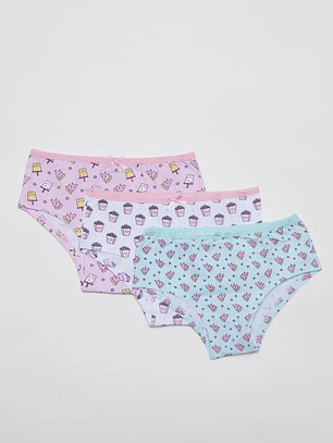 Calzón Tripack Bikini Niña Rosado