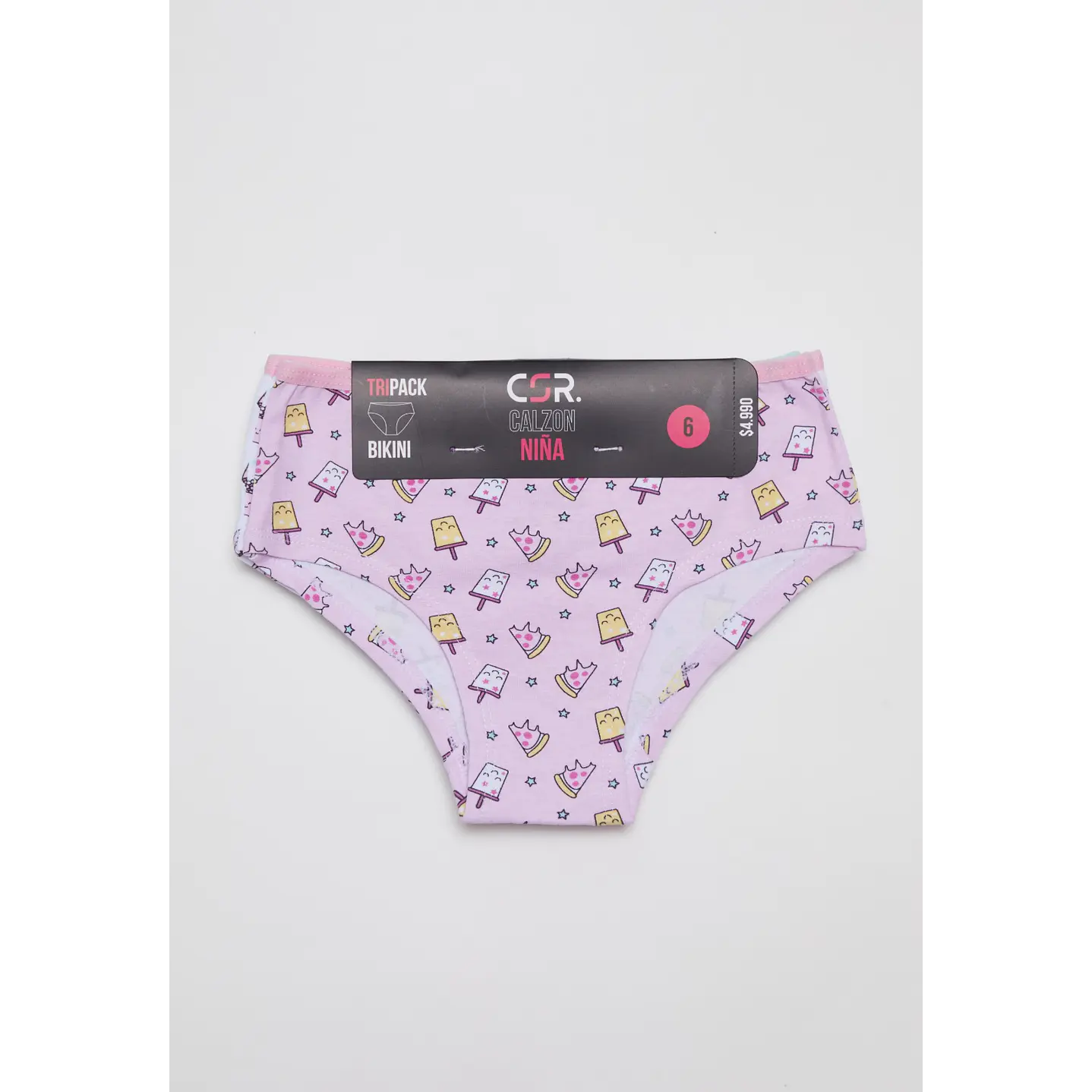 Calzón Tripack Bikini Niña Rosado 2