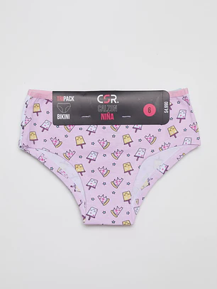 Calzón Tripack Bikini Niña Rosado