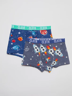 Boxer Bipack Medio Niño Azul