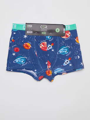 Boxer Bipack Medio Niño Azul