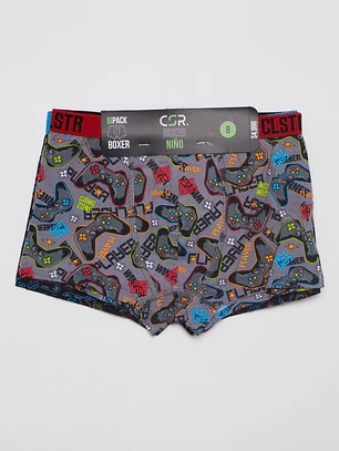 Boxer Bipack Medio Niño Negro
