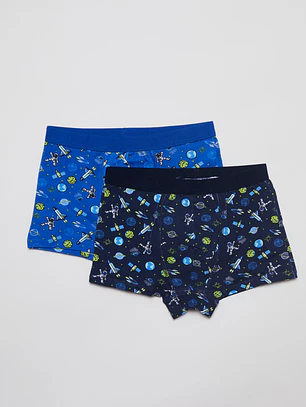 Boxer Bipack Medio Niño Azul