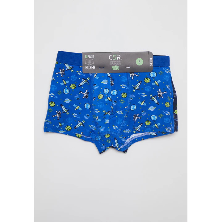 Boxer Bipack Medio Niño Azul 2
