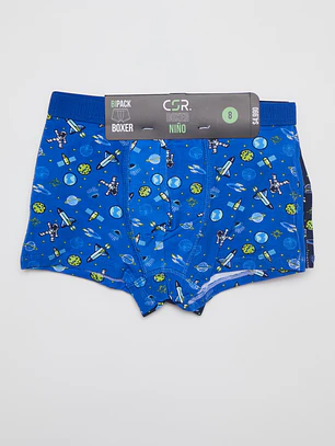 Boxer Bipack Medio Niño Azul