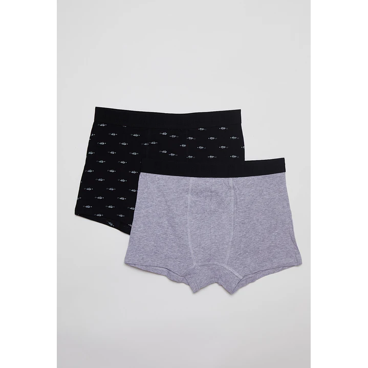 Boxer Bipack Medio Hombre Gris 1