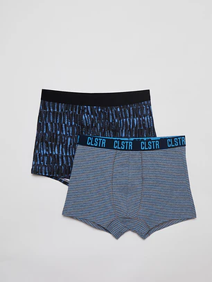 Boxer Bipack Medio Hombre Azul