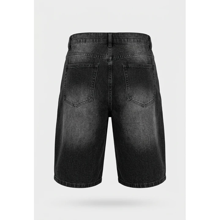 Bermuda Denim Procesado Hombre Negro 2