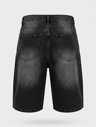 Bermuda Denim Procesado Hombre Negro