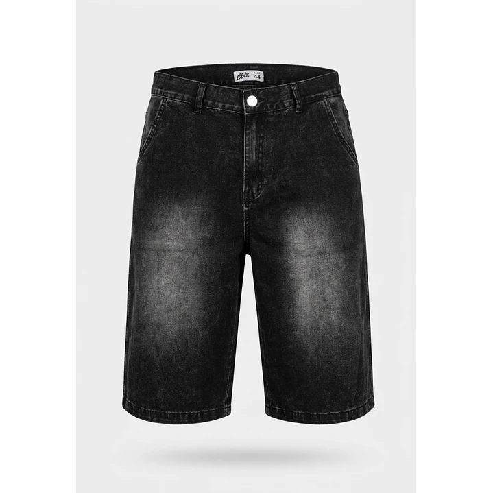 Bermuda Denim Procesado Hombre Negro 1