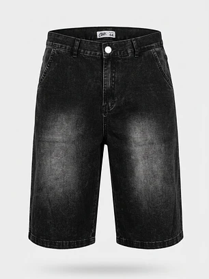 Bermuda Denim Procesado Hombre Negro