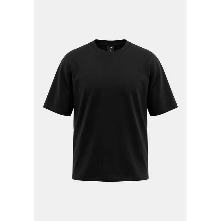 Polera Básica Boxy Fit Hombre Negro 1
