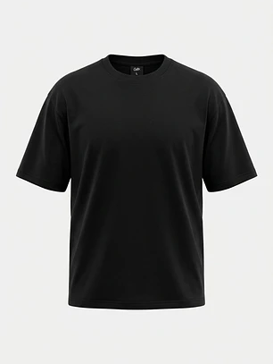 Polera Básica Boxy Fit Hombre Negro