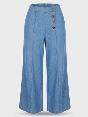 Jeans Tencel Palazzo Mujer Azul