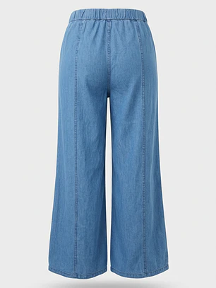 Jeans Tencel Palazzo Mujer Azul