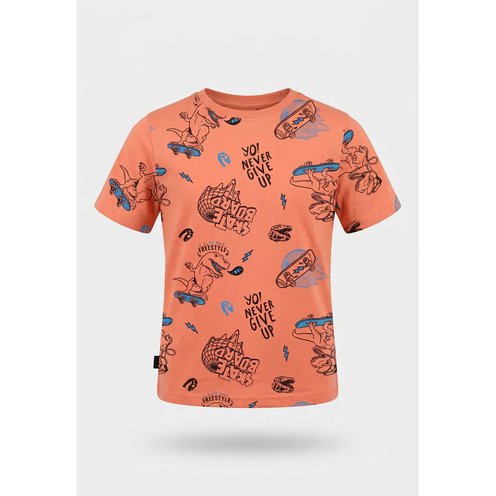 Polera Dino Niño Naranja 1