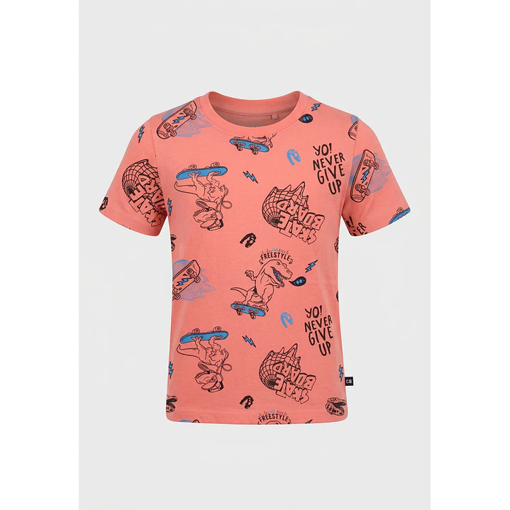 Polera Dino Niño Naranja 2
