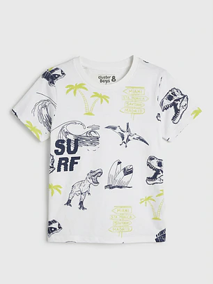 Polera Dino Niño Blanco