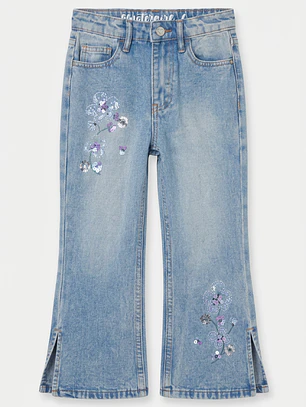 Jeans Lentejuelas Flare Niña Azul